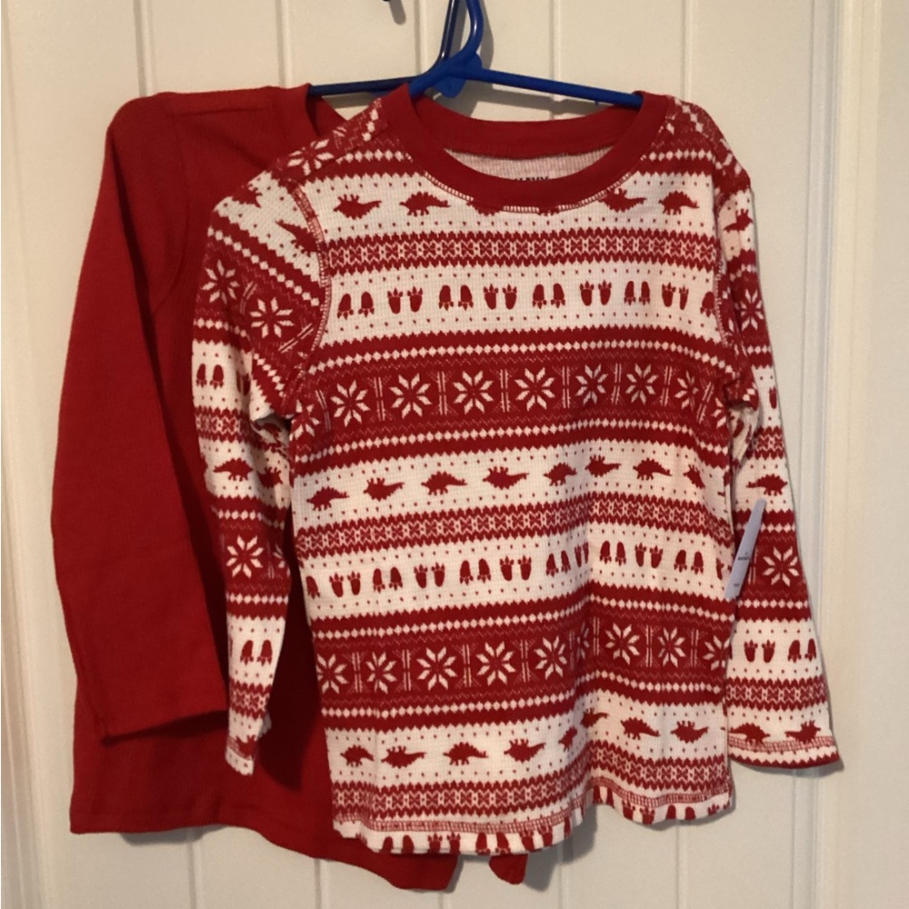 Old Navy thermal tops 4T dinosaur solid red new with tags